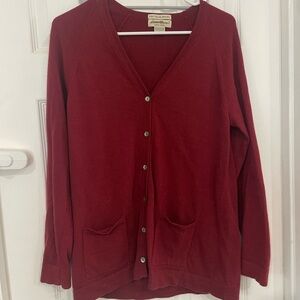 Eddie Bauer Women's Burgundy Button-Front Cardigan Sweater